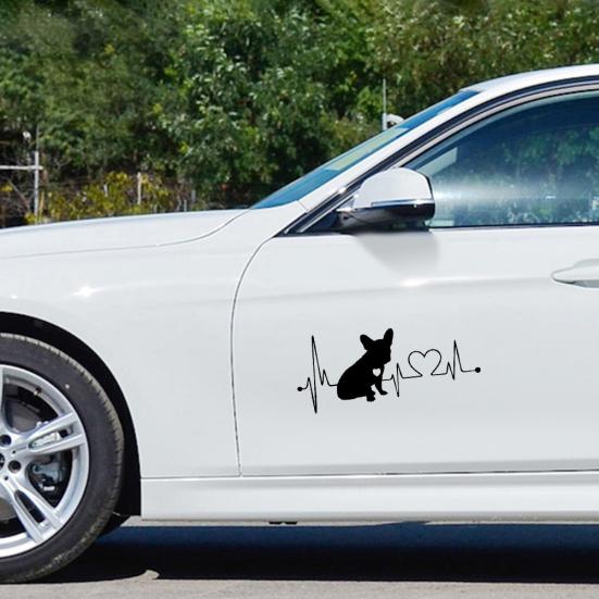 French Bulldog Heartbeat Car Bumper Window Sticker Reflective Decorative Decal