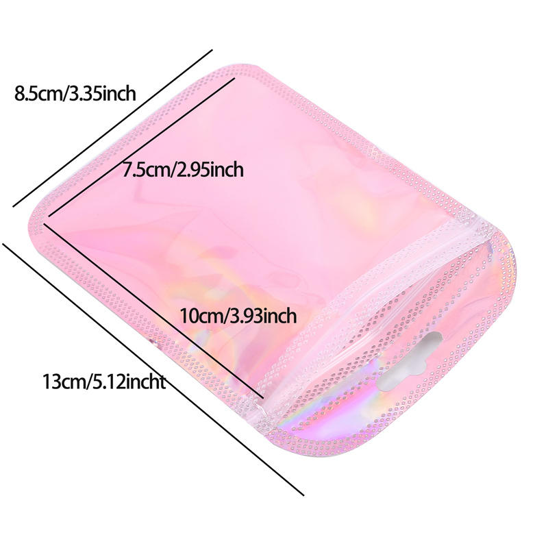 50 Stück schillernde Ziplock-Beutel, transparente Laser-Kunststoff-Wiederverschließbare Beutel für Schmuck-Display, Bastelarbeiten, Nägel, Wimpern