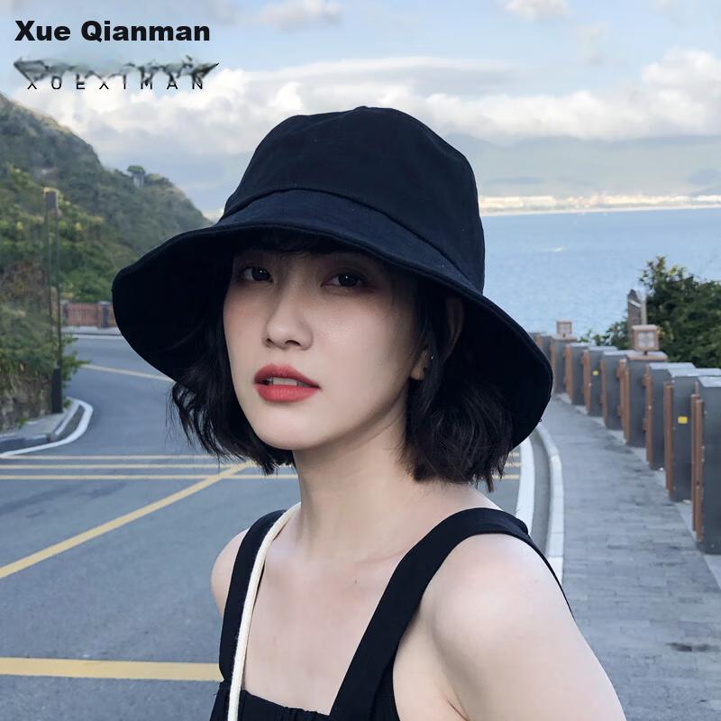 XUEXIMAN Solid Color Fisherman Hat Women Korean Style Versatile Japanese Sun Protection Sunshade Bucket Hat Slim Face Bare Face Hat