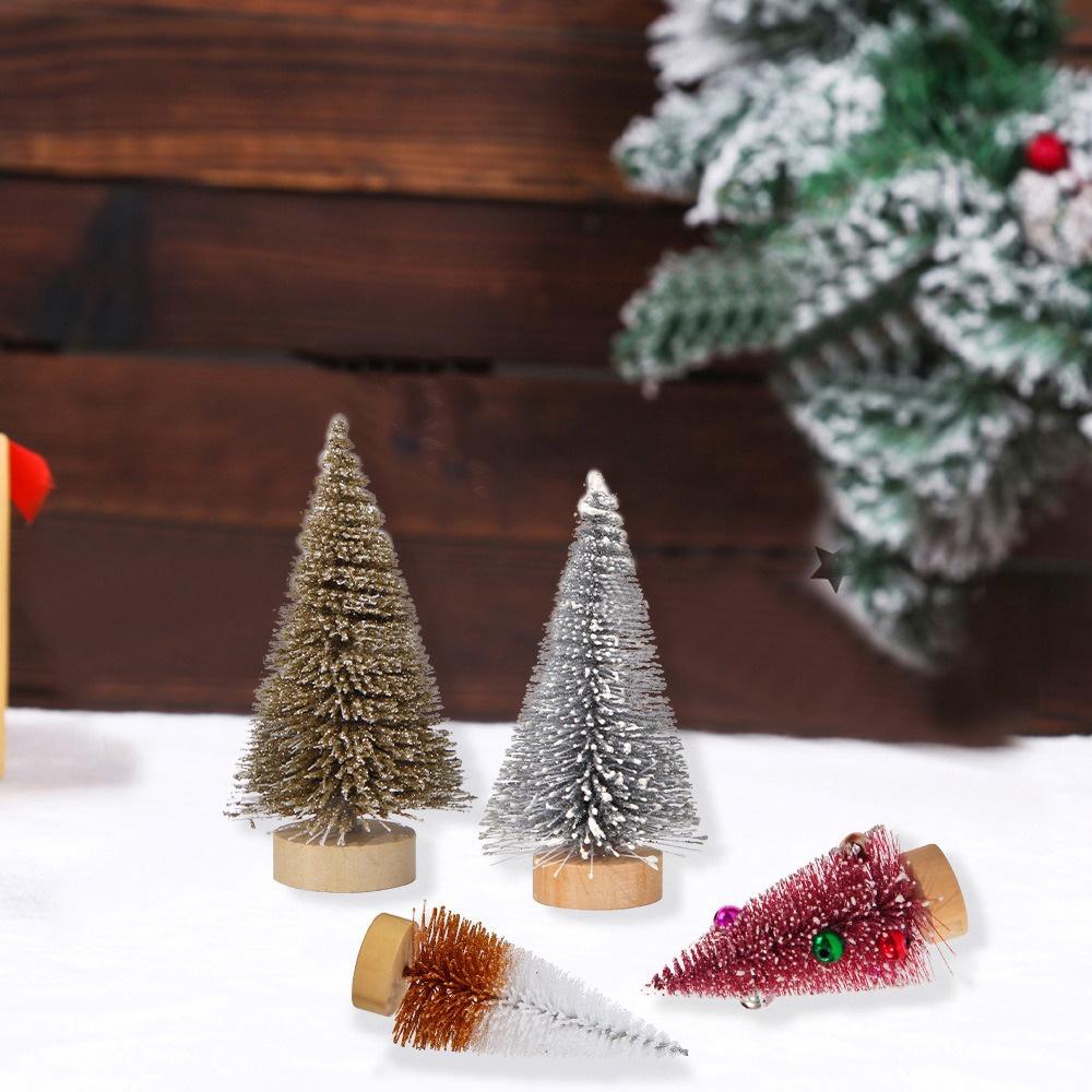 4pcs 10CM Mini Christmas Tree Gradient Colorful Christmas Small Cedar Lifelike Plastic Artificial Xmas Pine Tree Tabletop Orname