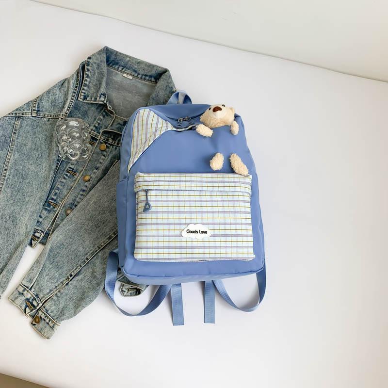 

Маленький свіжий і милий студентський рюкзак Корейська версія рюкзака для дівчинки 2024 літній новий простий модний шкільний рюкзак для жінок синій