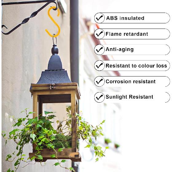 Heavy Duty ABS S Hooks, 6 Pack, 8.26Inch, Yellow, Ideal for Indoor/Outdoor, Kitchen, Closet, Bathroom, Garden, Tools, Construction