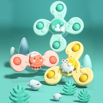 Non-Toxic Montessori Baby Bath Toys Children Bathing Sucker Spinner Suction Cup Toy For Kids Funny Child Rattles Teether Toddler Gifts