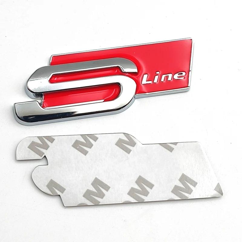 3D Big Metal Black Sline Logo S Line Emblem Car Badge For  dgrb6 A1 A3 A4 A5 A6 Q2 Q5 Q7 Q3 S3 S4 S6 TT S Line Sticker Accrssorie