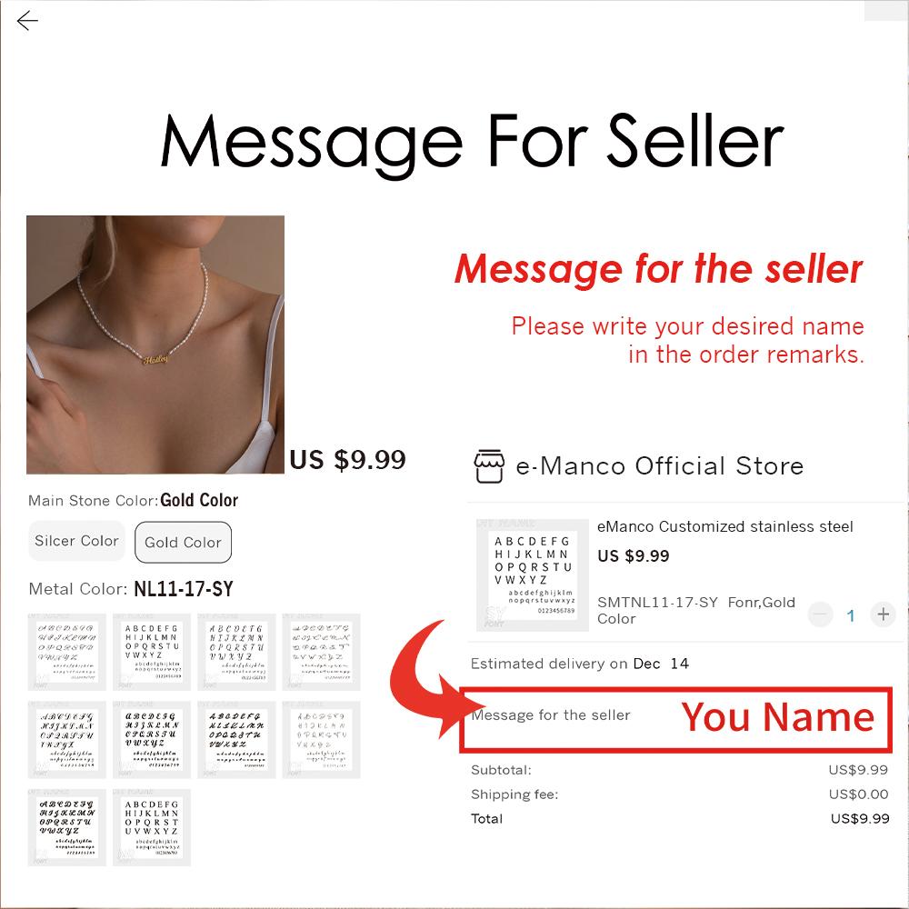 EManco Stainless Steel English Necklace Women's Freshwater Pearls Diy Letter Collarbone Chain Factory Direct