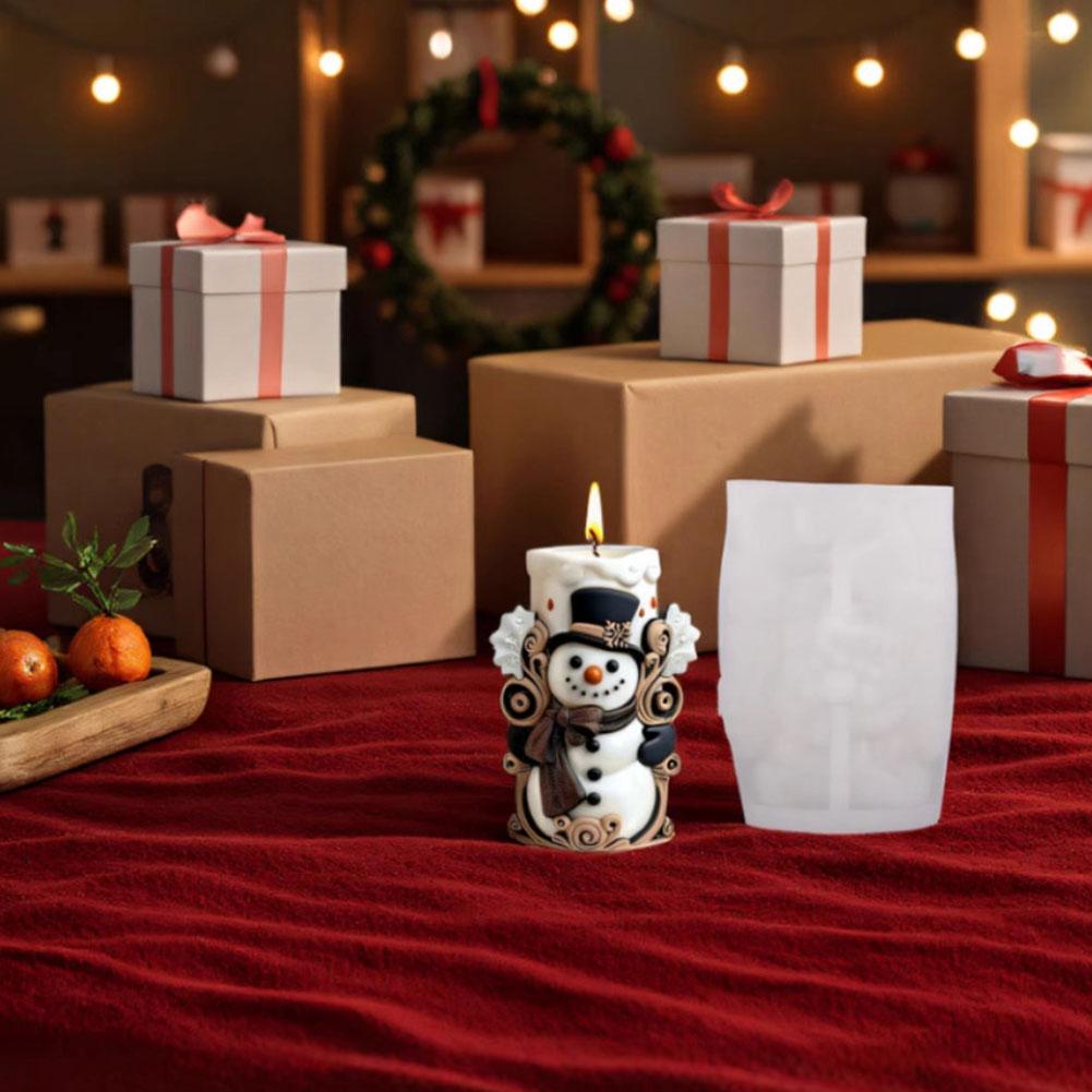 Snowman Candle Mold Aromatherapy Winter Candle Mold Silicone Mold White For Crafts Hobby Crafting Christmas Decorations