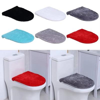 Solid Color Toilet Lid Cover Warm WC Cover Easy Install Toilet Dust Cover  Bathroom Decorative
