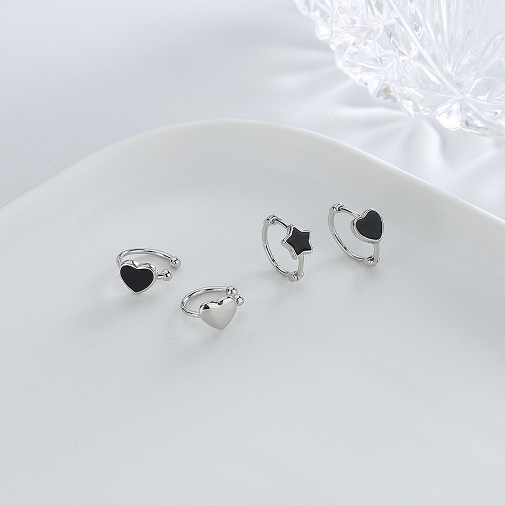 No Pierced Star Copper Love Heart Women Ear Clips Ear Cuff Korean Hoop Earrings Clip On Earrings