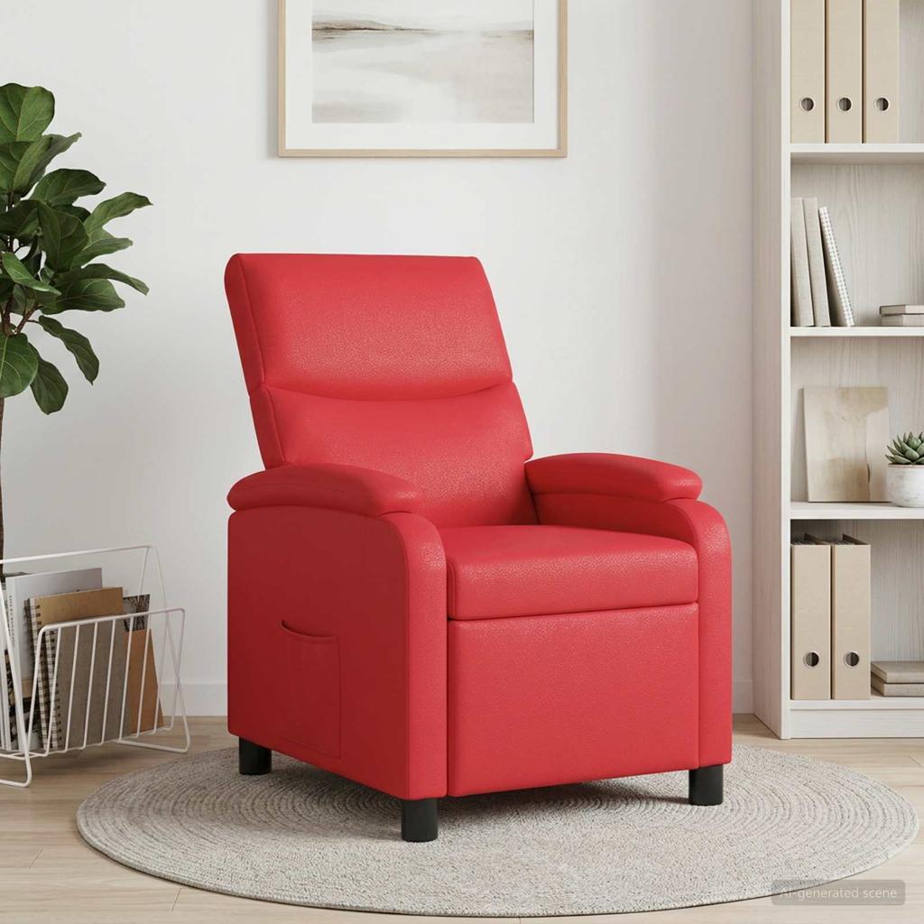 Recliner Chair Red Faux Leather