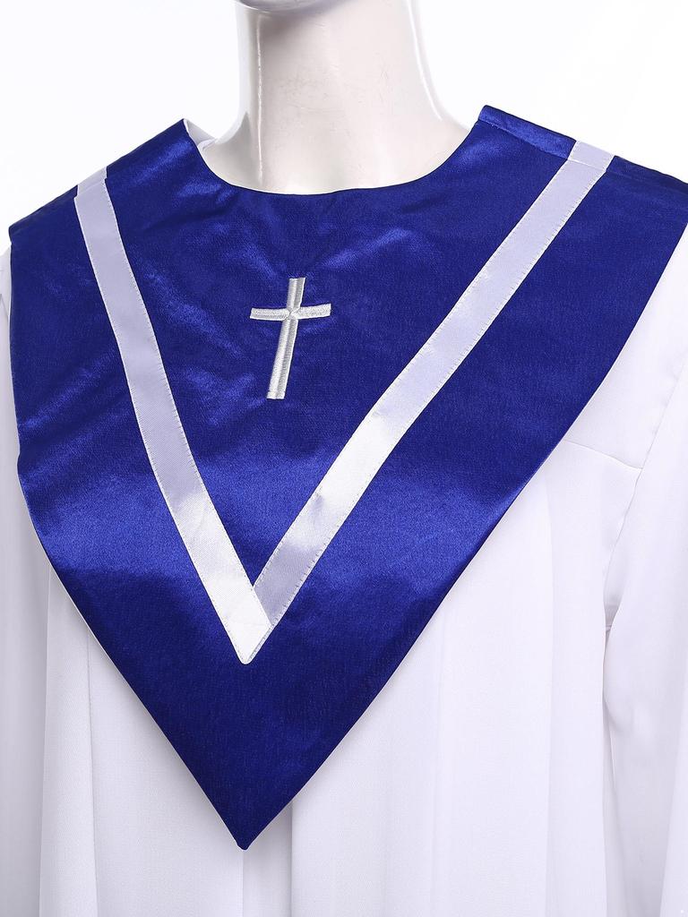 Unisex Adult Choir Robe V Shape Stole Church Chorus Performance Costume Traditional Gown