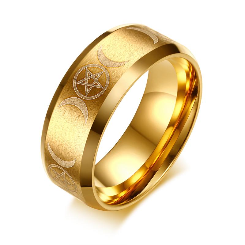 Vnox Classic Men Ring Stainless Steel Wedding Jewelry Horus Cross Casual Male Band