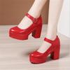 Women's High Heel Shoes Genuine Leather Pumps Platform Mary Jane Shoes Women Office Work Shoe Women's Wedding Shoes 32-43