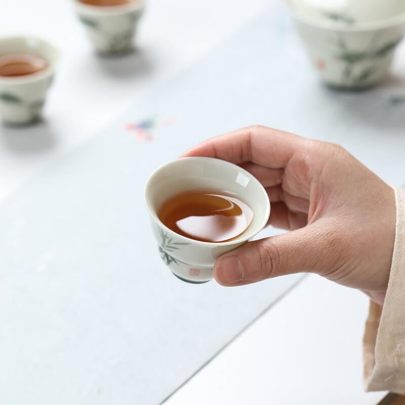 Hand-Painted Green Bamboo Travel Tea Set