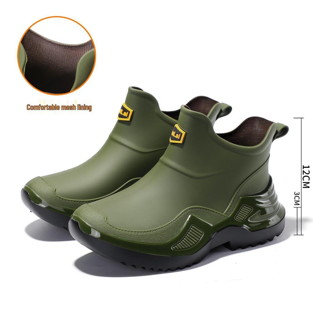 Trendy Men's Waterproof Rubber Rain Boots - Non-slip, Thickened, Sports Style  