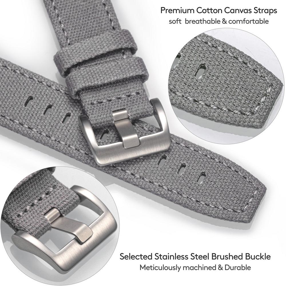 Hemsut Higher Quality Canvas Watch Bands Quick Release 18mm 20mm 22mm 24mm Wrist Straps For Man Women
