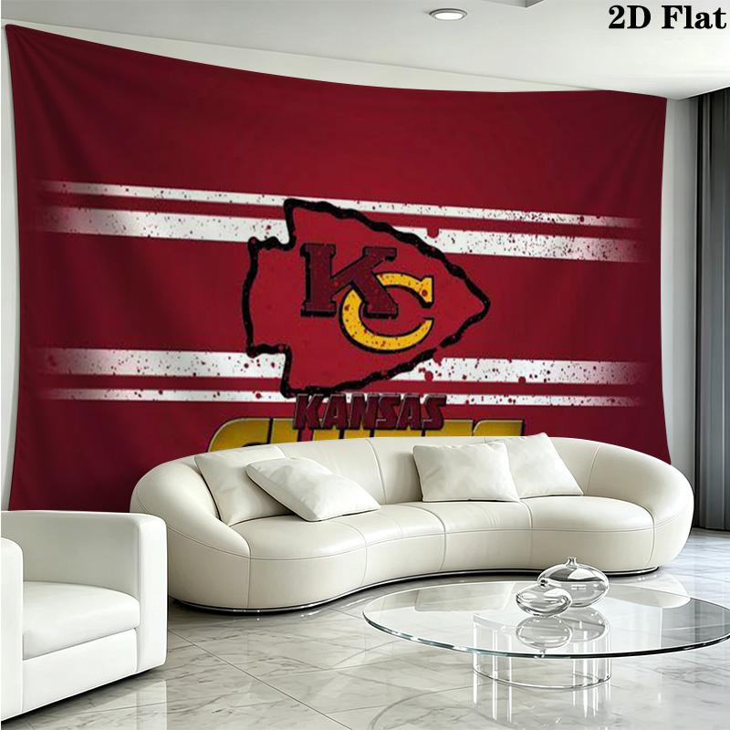 Kansas City Chiefs Wall Tapestry Aesthetic Wall Hanging Printed Fabric Blanket Decorative Tapestries for Bedroom Living Room Home Decor