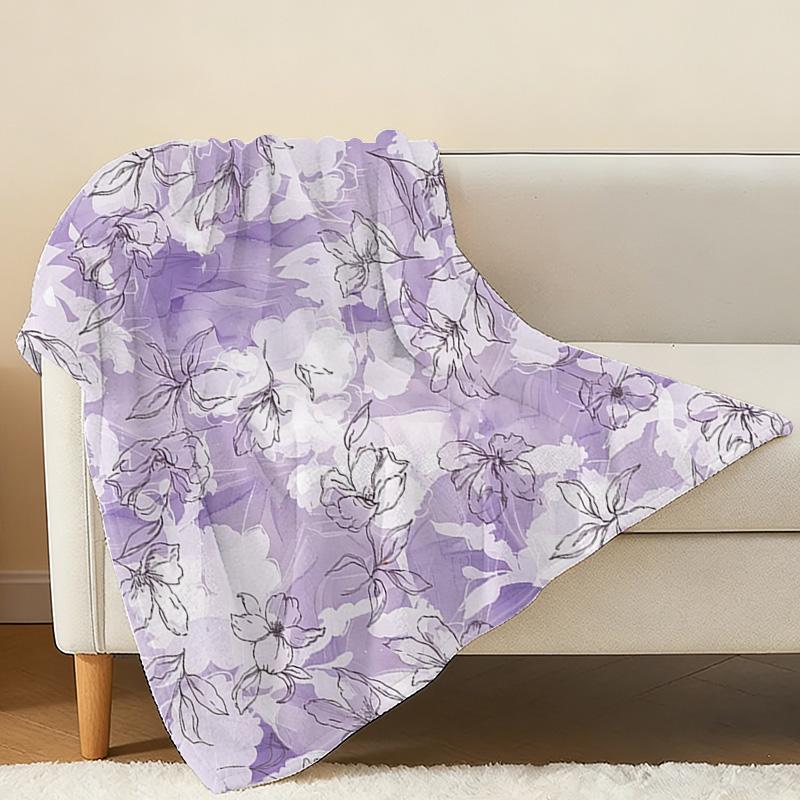 Lightweight Not Bulky Flannel Blanket, Floral Collection Skin-Friendly Soft Warm Throw for Home, Window Seat Decor, Christmas & Halloween