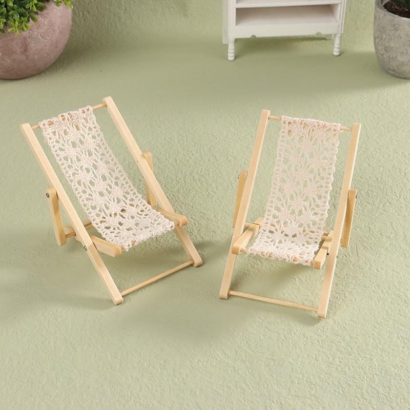 1/12 Dollhouse Foldable Deck Chair Dollhouse Lounge Deck Chair Model Doll House Mini Furniture Accessories
