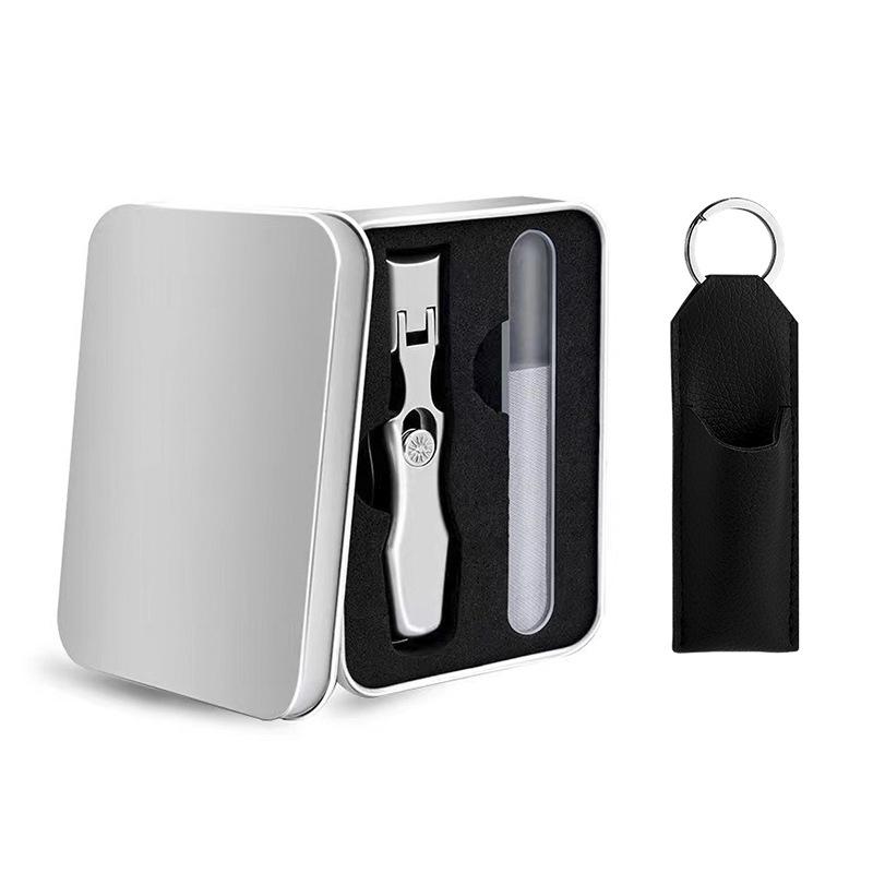 Anti-Splash Stainless Steel Nail Clippers, Large Opening for Thick Nails, Portable Gray Single Set.