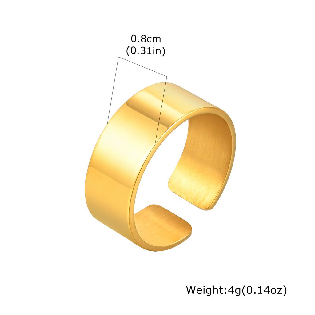 Punk Open Ring voor Mannen Jongens, Hoogglans Roestvrij Staal Verstelbare Buigring, Eenvoudige Casual Vrije Maat Ring Gi