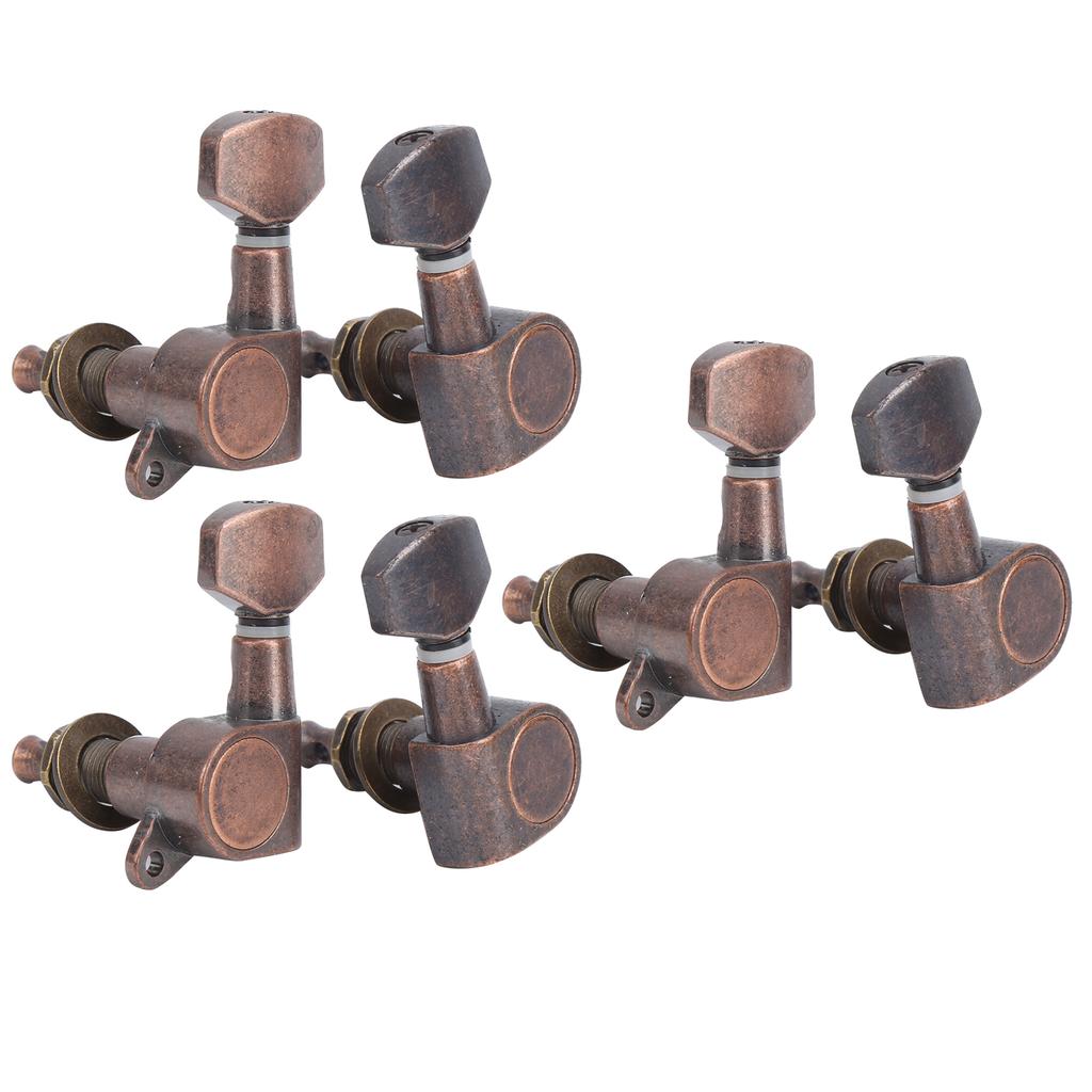 6Pcs Guitar Locking Tuners Tuning Pegs for Full Enclosed Electric Guitars AccessoriesAntique Copper