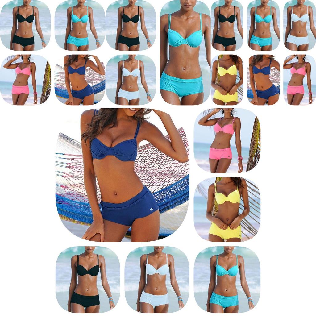 Elegant Solid Color Bikini For Women Sexy Backless Swimsuit With Underwire
