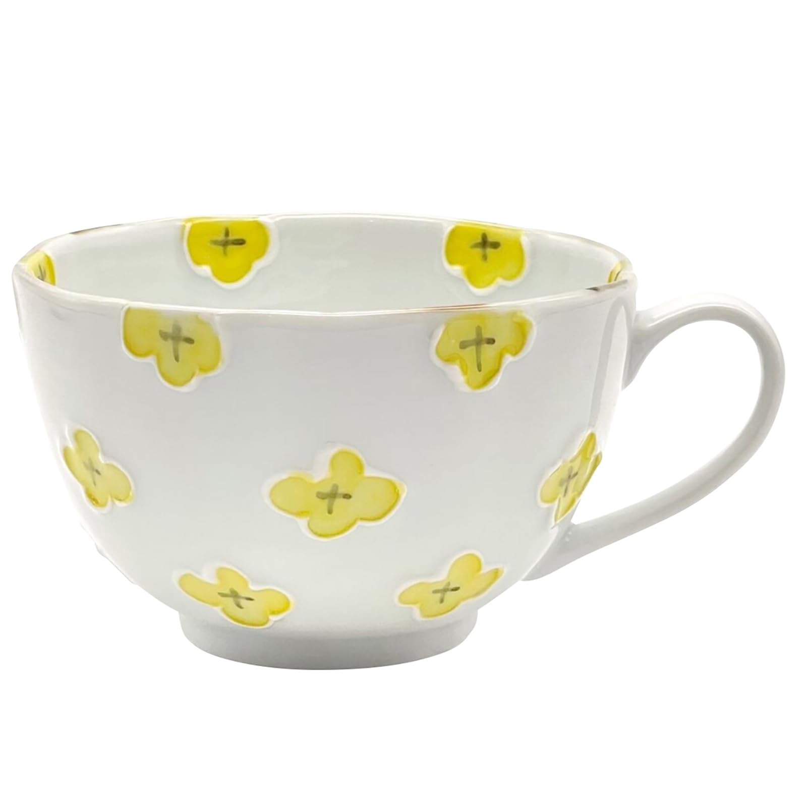 

24to3 Nishitomi Ceramics Imari Ware Mug, Tokushichi Kiln, Approx. 240ml, Hana Flower Pattern, Small Floral Design, Yellow, Made in Japan, 480086