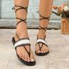 Women's Fashion Sandals Summer New Round Head Pinch Toe Matching Color Fine Strap Soft Sole Anti-slip Wear-resistant Flat Shoes