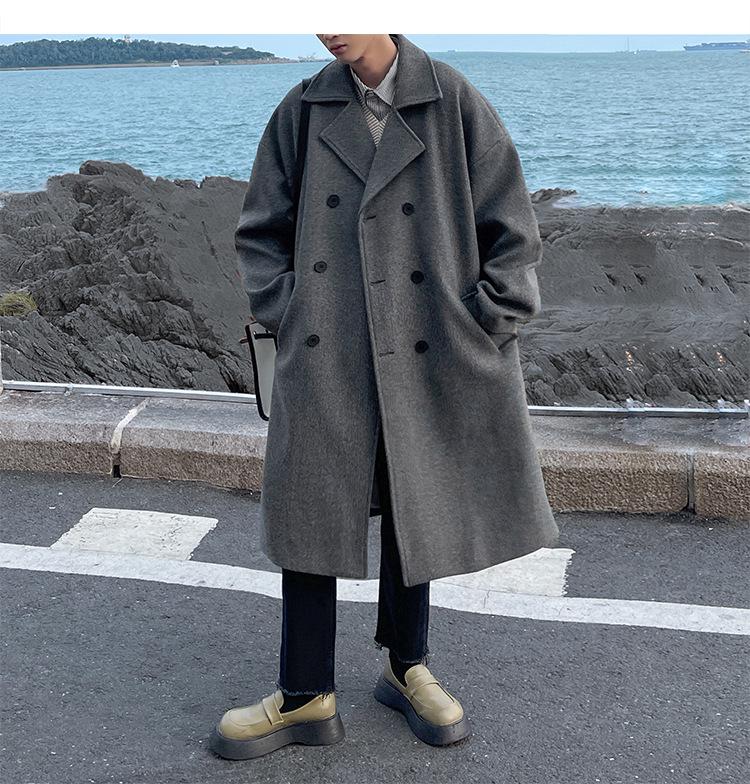 Men's British Style Wool Trench Coat - 2024 Autumn/Winter Trend, High-End Mid-Length Thick Jacket