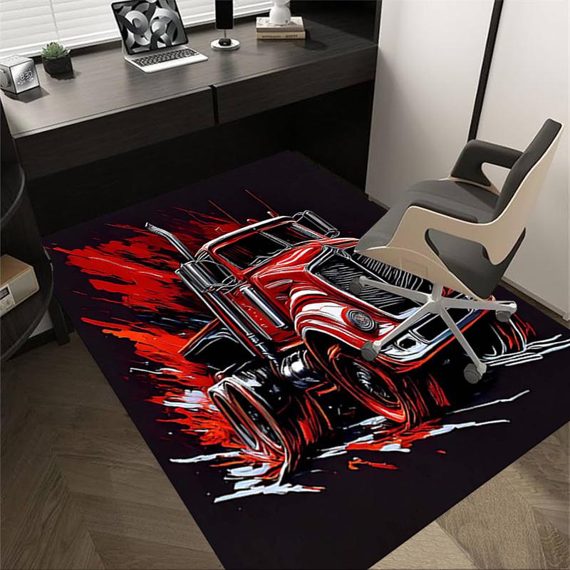 1PC Truck Vehicle Non-Slip Floor Carpet Compatible for Office&Living Room&Bedroom&Dining room - Flat- Soft & Pattern, Vibrant Colors-W228