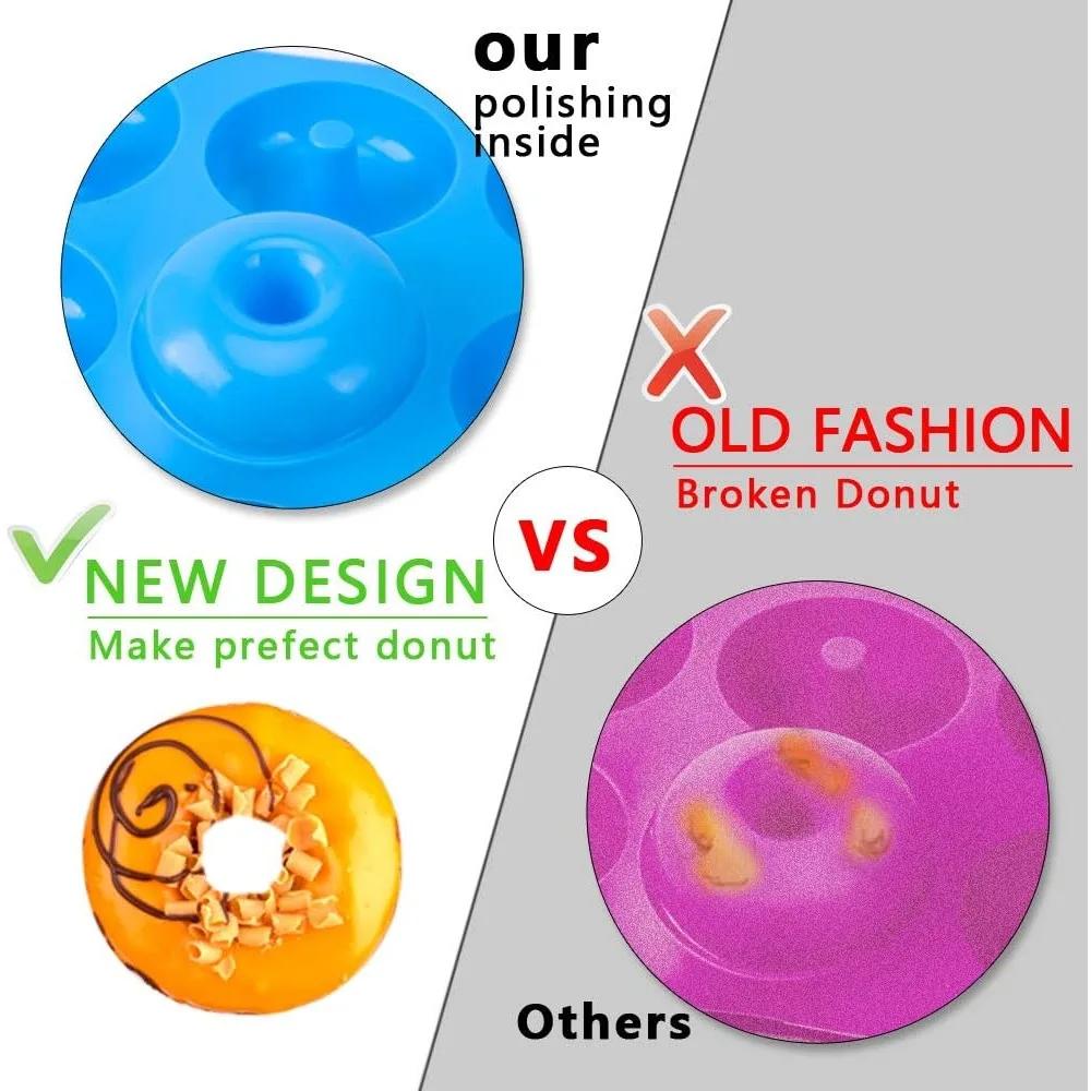 3pcs/Set Silicone Donut Pan with Oil Glass Bottle 6 Holes Non-Stick Mold Baking Perfect Shaped Doughnuts Cake Biscuit Bagels