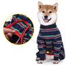 Breathable Dog Recovery Suit Dark Blue Striped Large Dog Bodysuit Dog Pajamas  Heat Cycle Care
