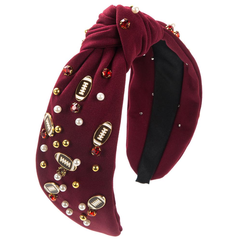 

Декоративный обруч для регби, модная ткань с широкими полями темно-красного