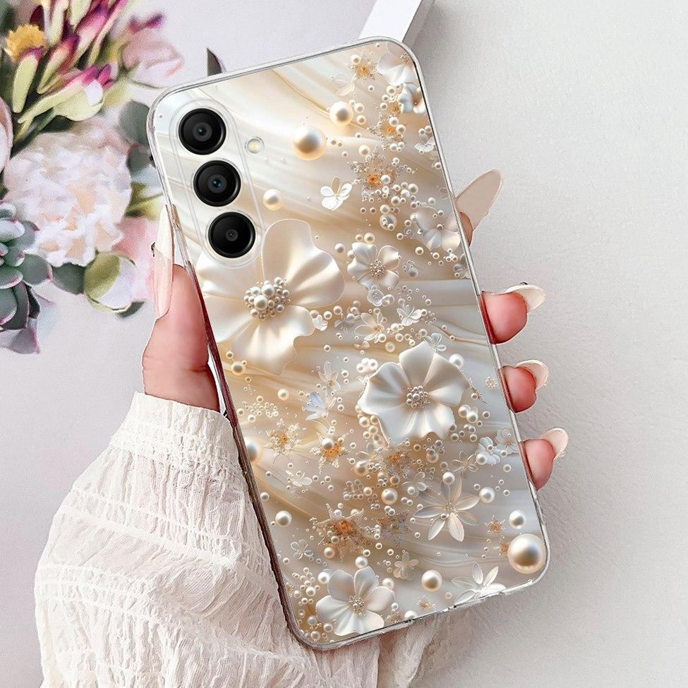 For Samsung A15 Case SM-A155F Clear Luxury Cute Fashion Flowers Funny Painted Back Cover For Samsung Galaxy A15 Phone Case Funda