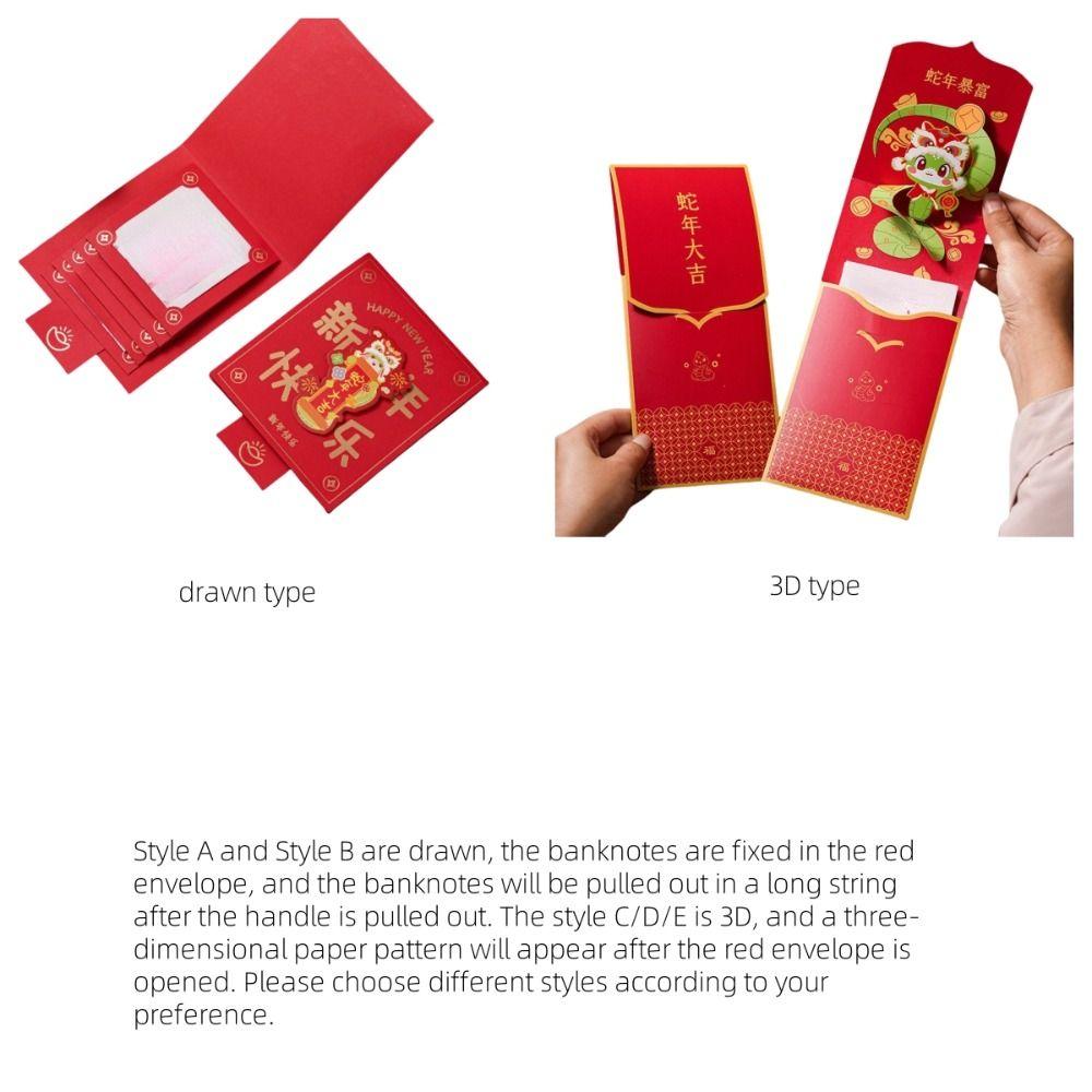 Chinese 3D New Year Red Packet Blessing Lucky Red Pockets 2025 Snake Year Red Envelope  Family