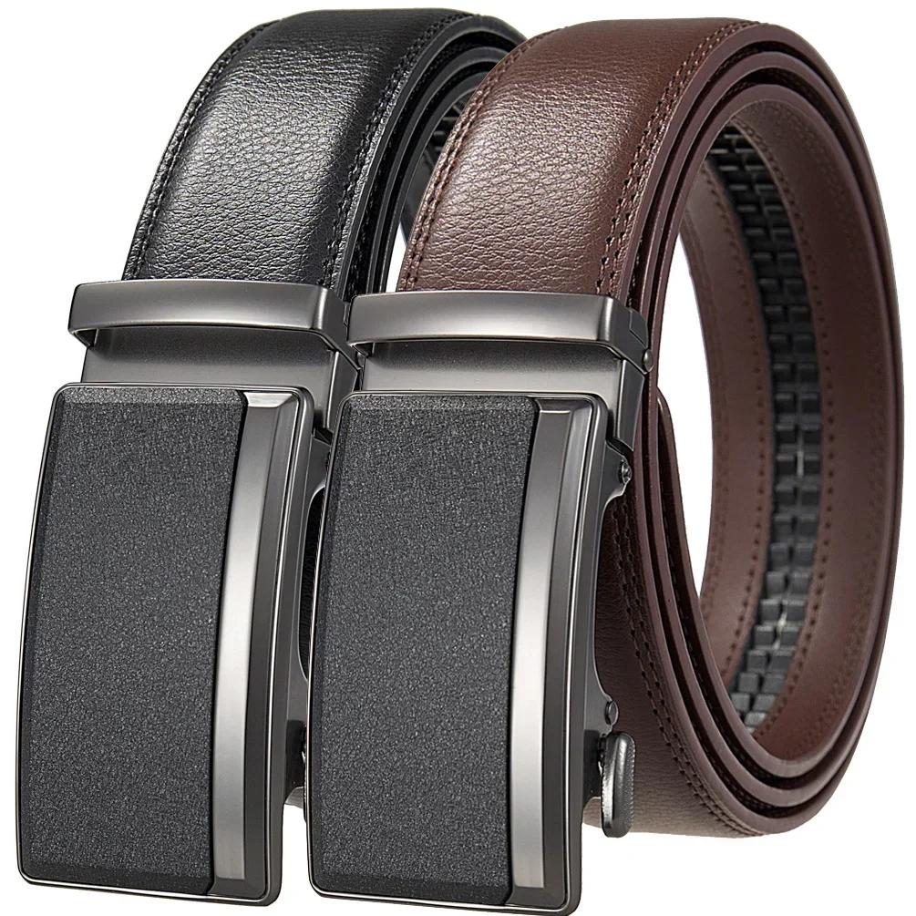 Plus Size LANG Größe 130 140 150 160 170cm Herren Legierung Automatikschließe Gürtel Herren Echtes Leder Gürtel Luxus Designer Schwarz Braun