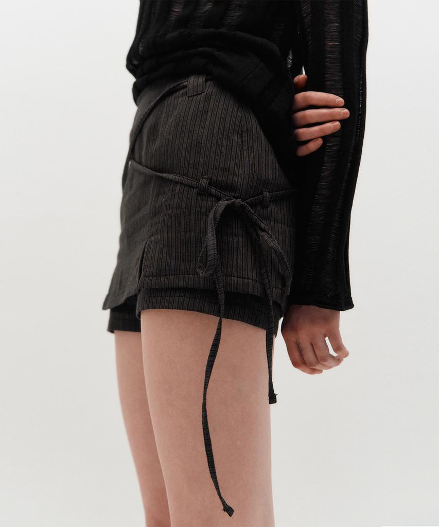 Kimjisu Ribbon Tied Mini Skirt Pants _ Brown