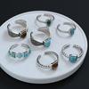 PANJBJ 925 Sterling Silver Geometry Tiger's Eye Rings for Women Turquoise Retro Nation Classic Versatile Jewelry Gift Wholesale