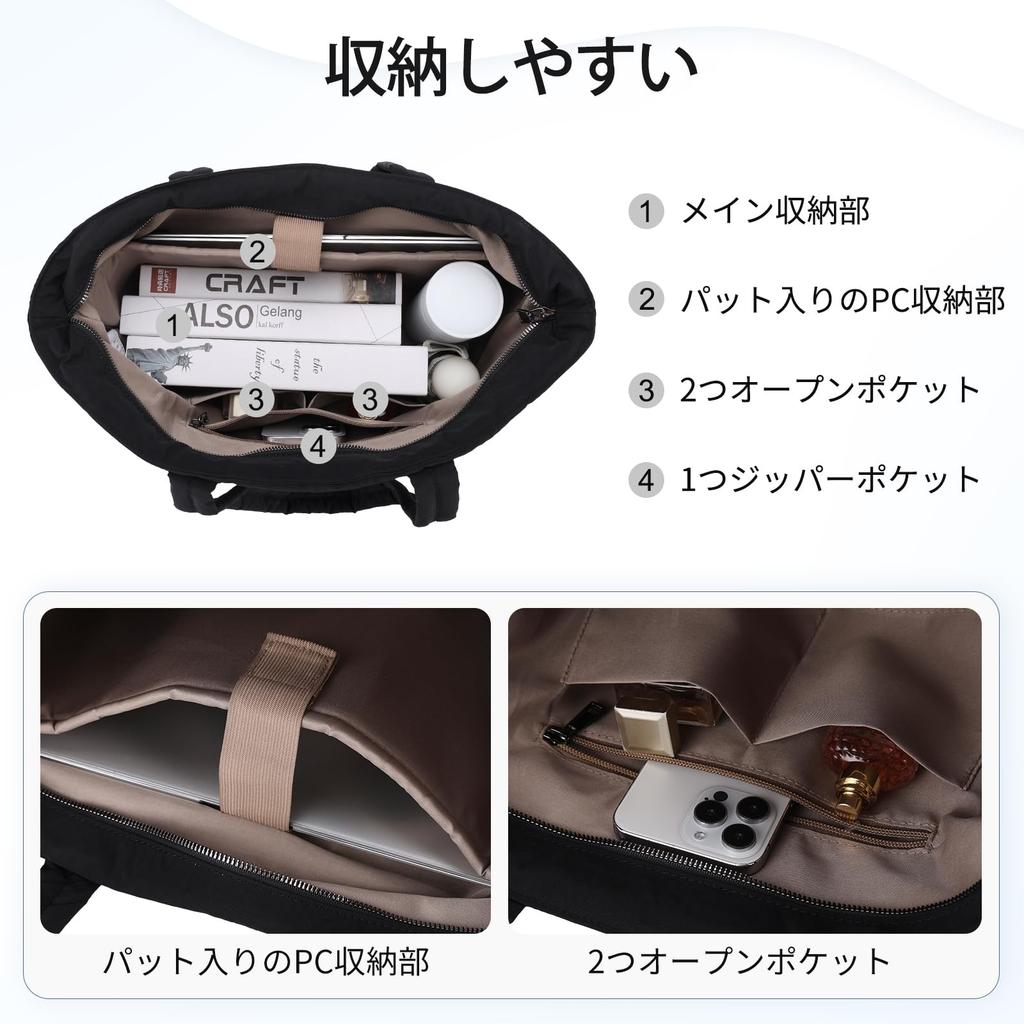 VASCHY Leichte Tragetasche für große Kapazität, Business-Tasche für Umhängetasche mit Laptopfach und Perfekt für und Schwarze Frauen, Männer, Reißverschluss,