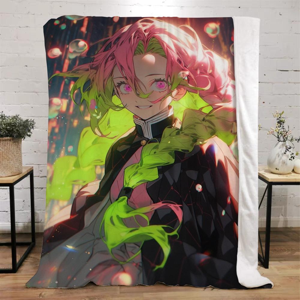 Demon Slayer-Kanroji Mitsuri Warm Winter Blankets for Sofa Cover Blanket Beach Towel Luxury Bedding Fluffy Plaid Bed Throw Knee