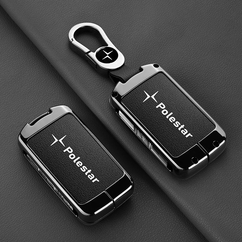 Custodia Smart Key in Lega di Zinco e Pelle Custodia Chiavi per Volvo Polestar 3 Polestar 4 Polestar 2 2023 2024 Portachiavi Accessori Auto