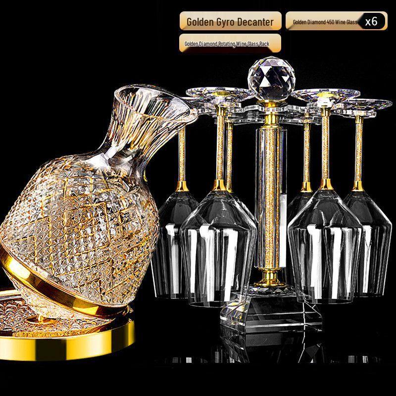 Naijiang Luxury Gold Diamond Rotating Wine Glass Set