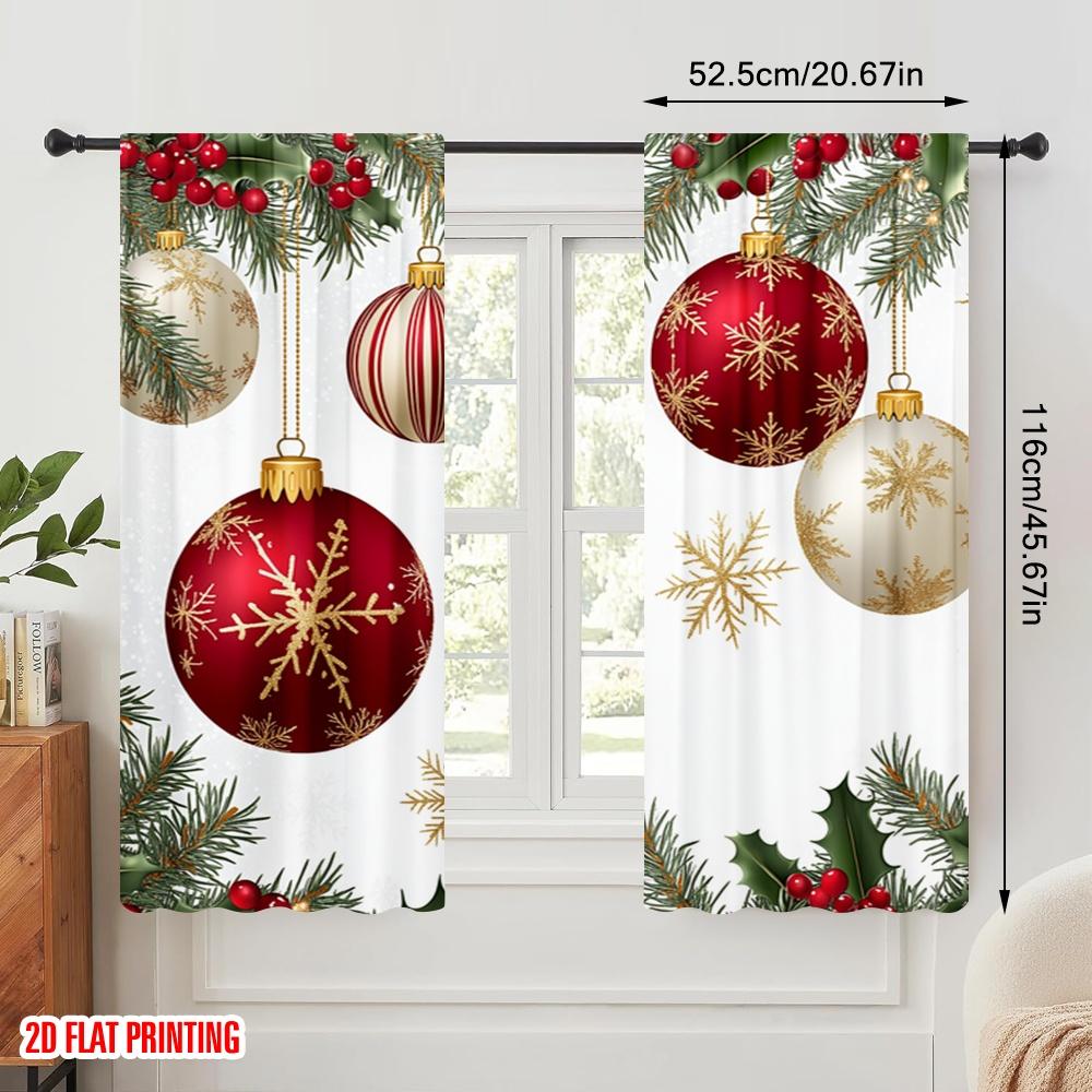 2 Stück, 2D-Flachdruck Zeitgenössische Vorhänge Weihnachtsornamente Schneeflocken Girlande (3) Polyester (ohne Stange) Festlicher Gebrauch für