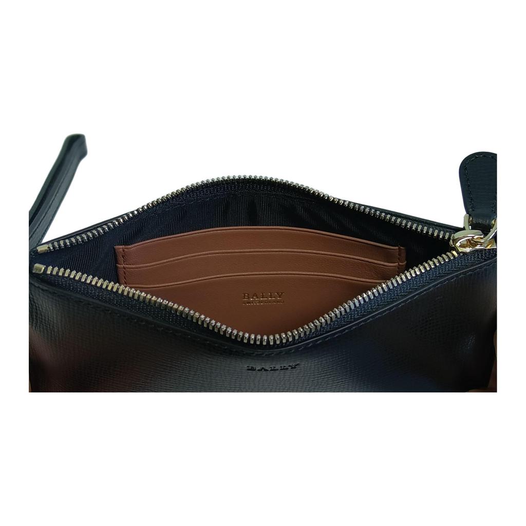 Bally Classic Womens Series Logo Embossed Leather Clutch Women clutch Black 6219839