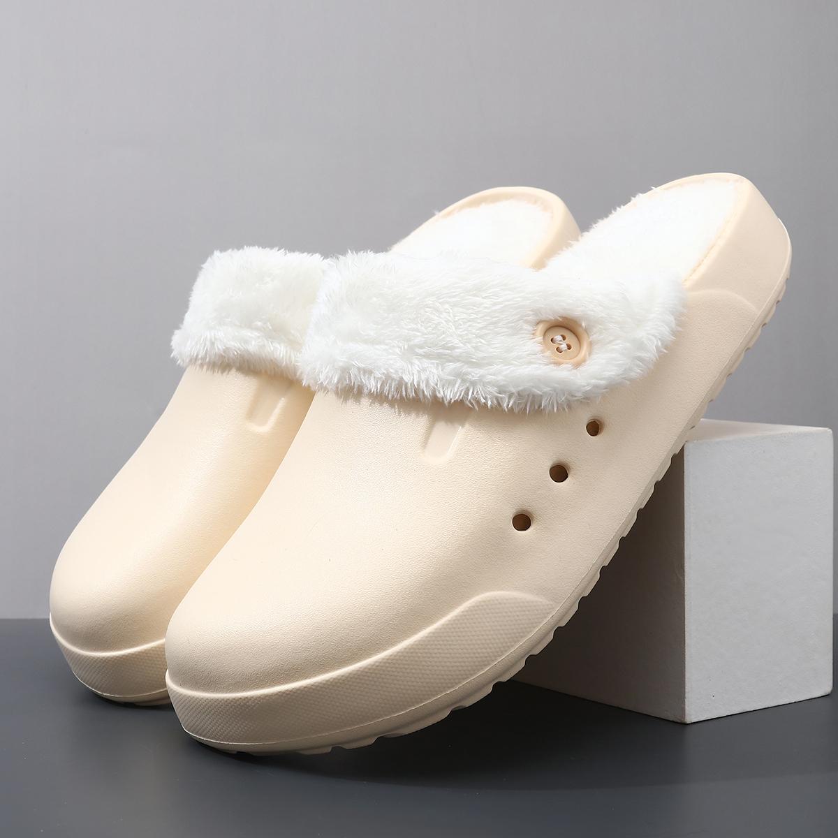 

Зимние тапочки для мужчин. Модные универсальные удобные мужские тапочки. Утолщенная бархатная обувь из ЭВА. Противоскользящие износостойкие 36-37 бежевый