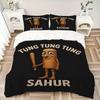Tung Tung Sahur Adventure Print 3Pcs Bedding Setduvet Cover With 2 Bedropillowcase Home Birthday Gift