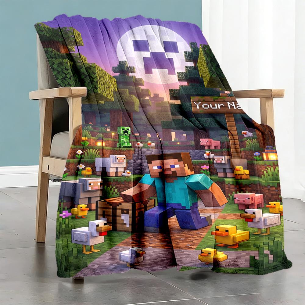 Minecraft Personalized Name Blanket Multipurpose Customizable Blanket Ultrasoft For Home Decor Office Sofa Couch For All Occasions