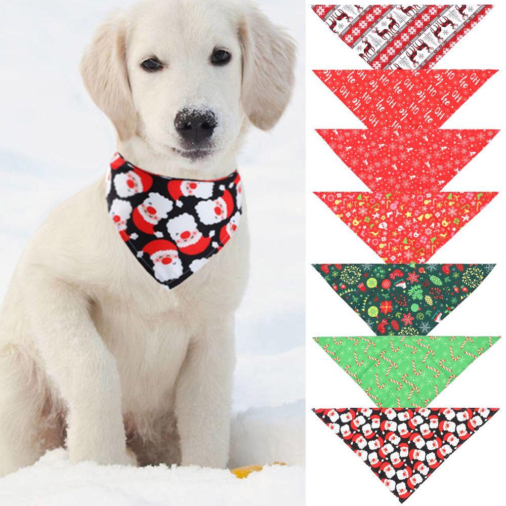 Nya Husdjurskostymtillbehör Tryckta haklappar Husdjursbandana Triangulär halsduk Hundkatt Halsband