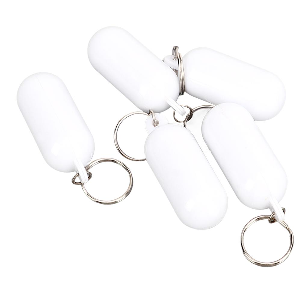 5Pcs Plastic Floating Keychain Pill Shape Float Key Ring for Boating Fishing Kayak Surfing Sailing