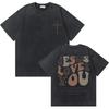 Gewaschenes Vintage Christian Jesus Grafik T-Shirt für Herren Hohe Qualität Baumwolle T-Shirts Herren Hip Hop Gothic Oversized T-Shirt Streetwear